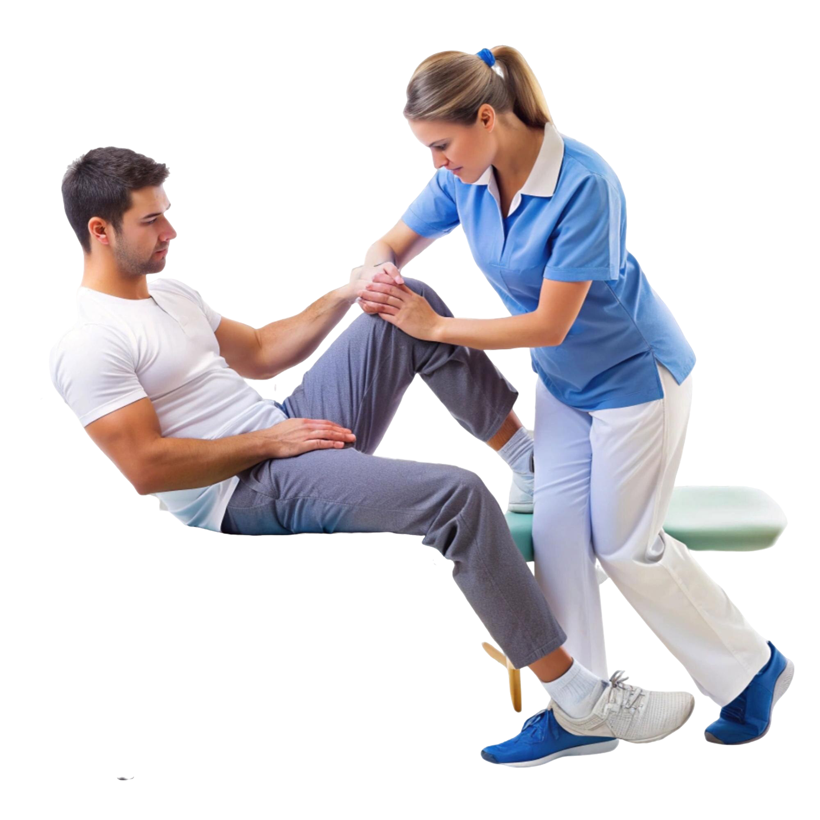 Therapist and patient smiling